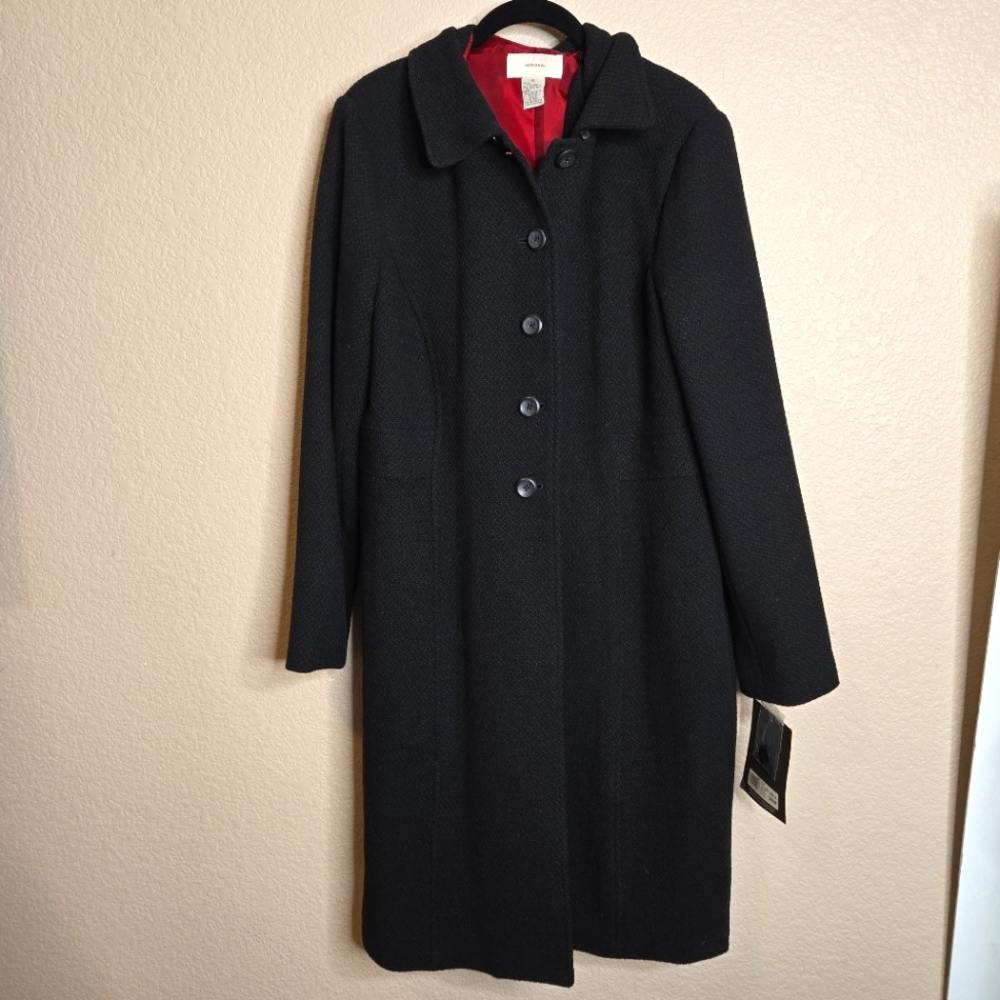 Y2k Vintage 2004 Target Merona Wool Blend Coat Removable Faux Fur Collar XL NWT